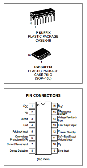 MC44603AP Enhanced Mixed Frequency Mode GreenLine TM PWM Controller