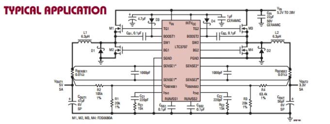 LTC3707EGN High Effi ciency,2-Phase Synchronous Step-Down Switching Regulator